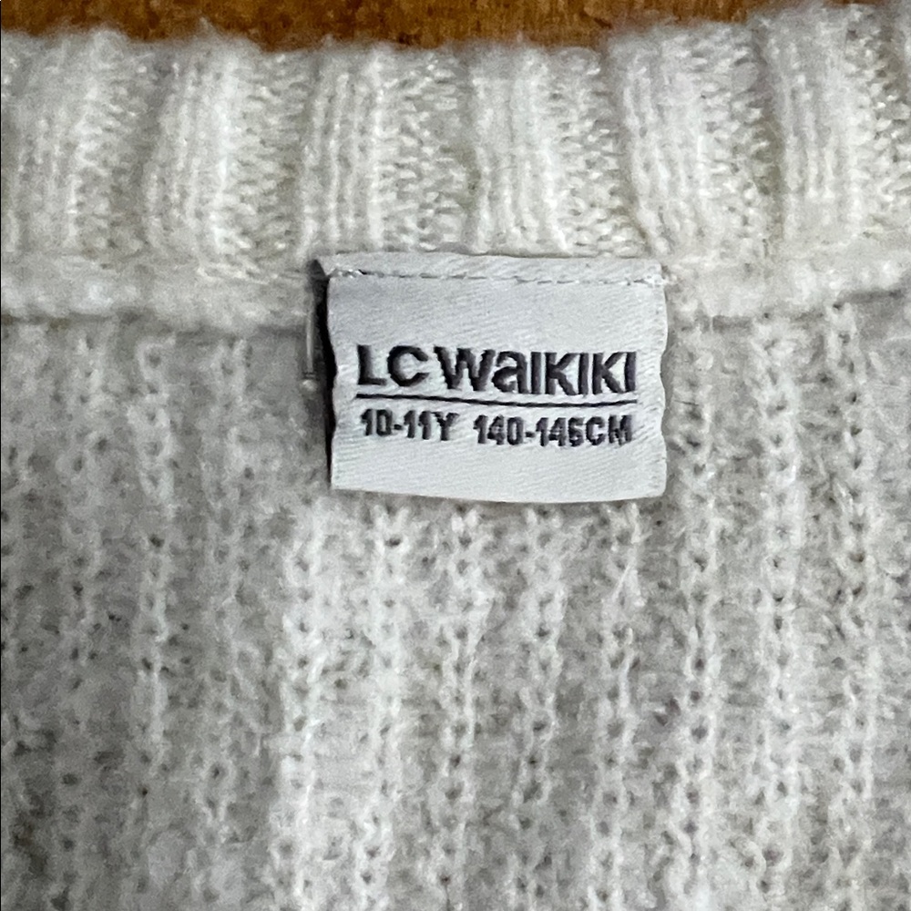 LC Waikiki Kids Floral Embroidered Cream Cardigan Size 10-11 Y Ribbed Design - Picture 2 of 10